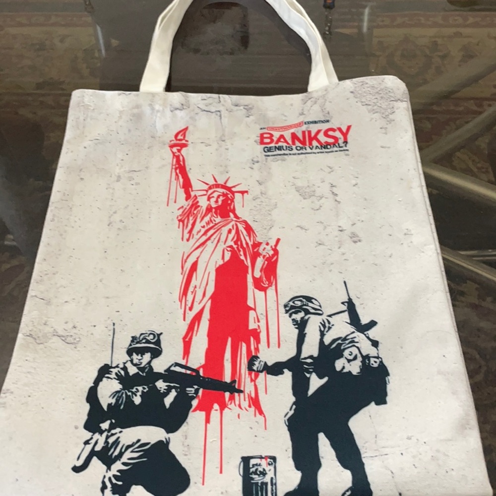 Banksy genius or vandal? Tote bag